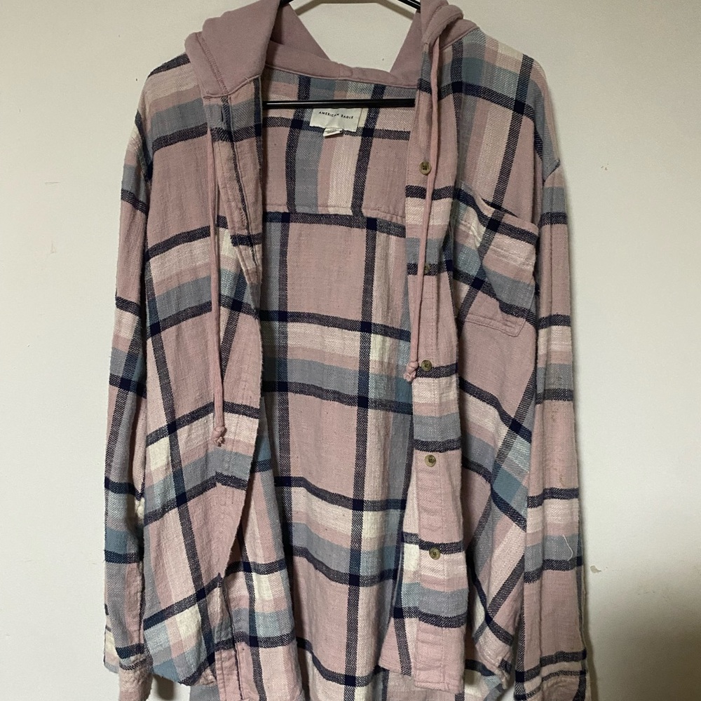 American Eagle Outfitters Pink Plaid Hoodie
